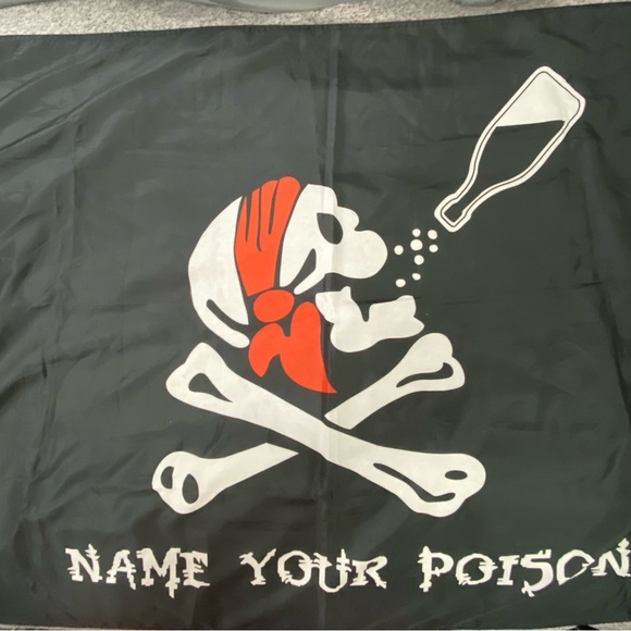 Jolly Roger Pirate NAME YOUR POISON Premium Super Poly 3'x5' Flag Banner - Picture 3 of 10